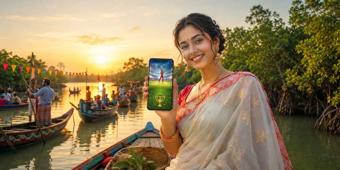 সুন্দরবনের পটভূমিতে দায়িত্বশীল ক্রিকেট বেটিং উপভোগ করছেন একজন ব্যবহারকারী